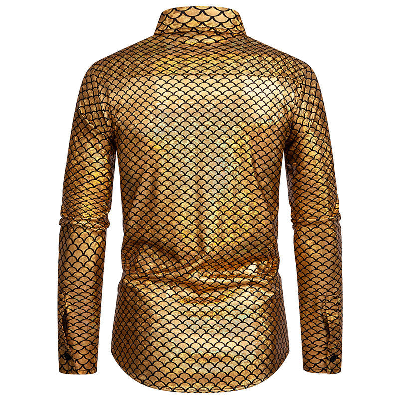 Shiny long sleeve shirt for men with fish scale design Lune London