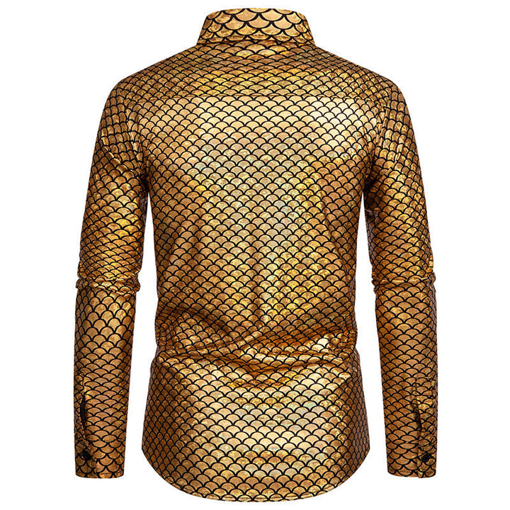 Shiny long sleeve shirt for men with fish scale design Lune London