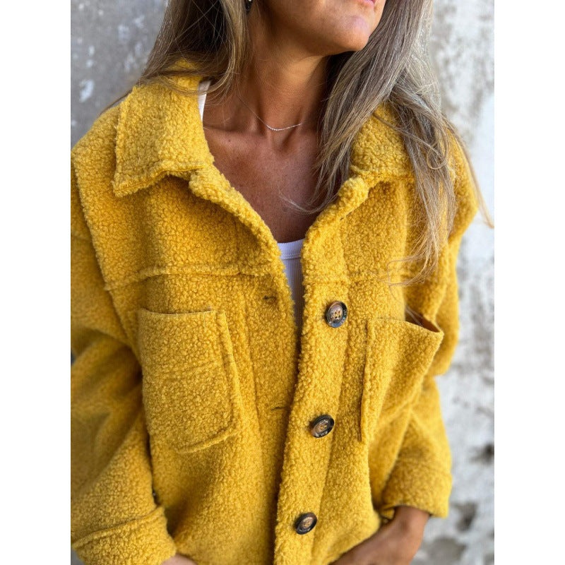 Ladies Wave Teddy jacket with practical pockets Lune London