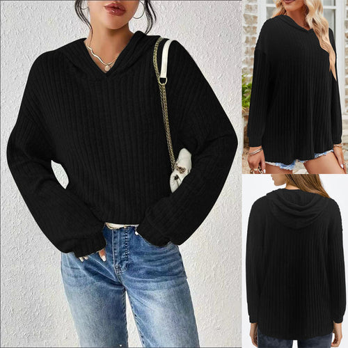 Chunky knit pullover for women with V-neck and relaxed sleeves Amarae