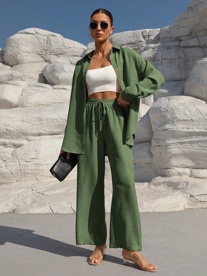 Casual set for women with loose shirt and wide pants Lune London