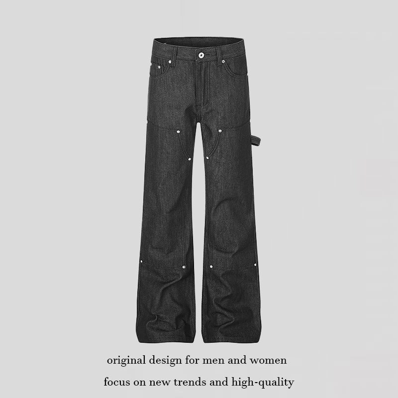 Women's wide carpenter jeans in palazzo cut with nail/hammer loop and reinforced knee sections Amarae