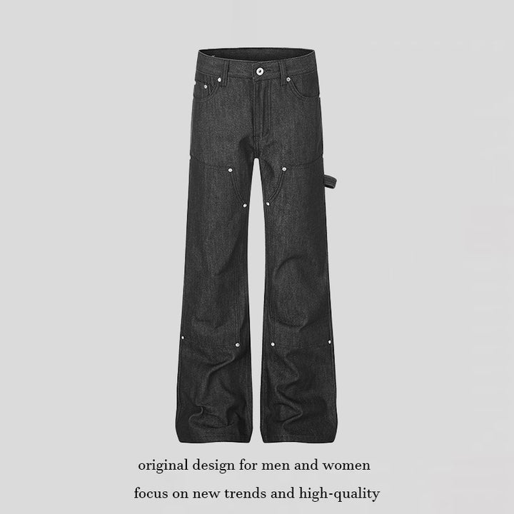 Women's wide carpenter jeans in palazzo cut with nail/hammer loop and reinforced knee sections Amarae