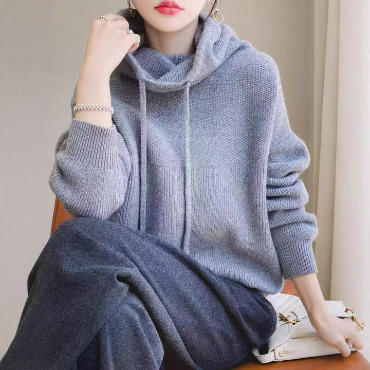 Pull surdimensionné à col haut et détails de lacets pour femmes Chic & Stil