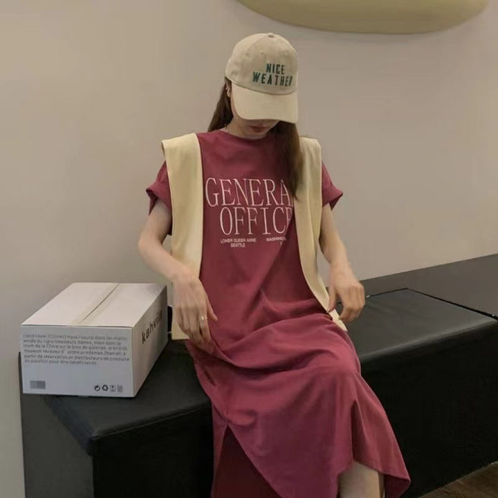 Women's Casual T-Shirt Dress with Creative Slogan Lune London