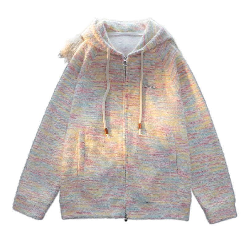 Ladies zip hoodie with slightly structured boucle pattern and practical pockets Lune London