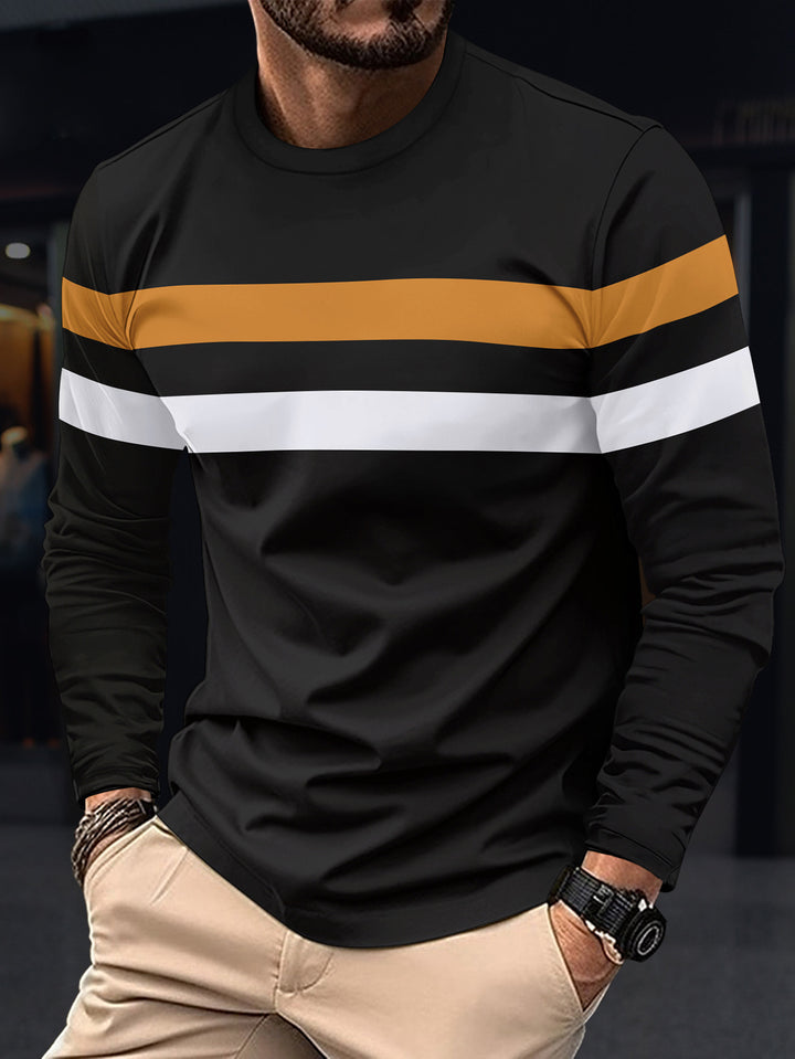 Men's trendy long sleeve t-shirt with chic and stylish sporty stripes