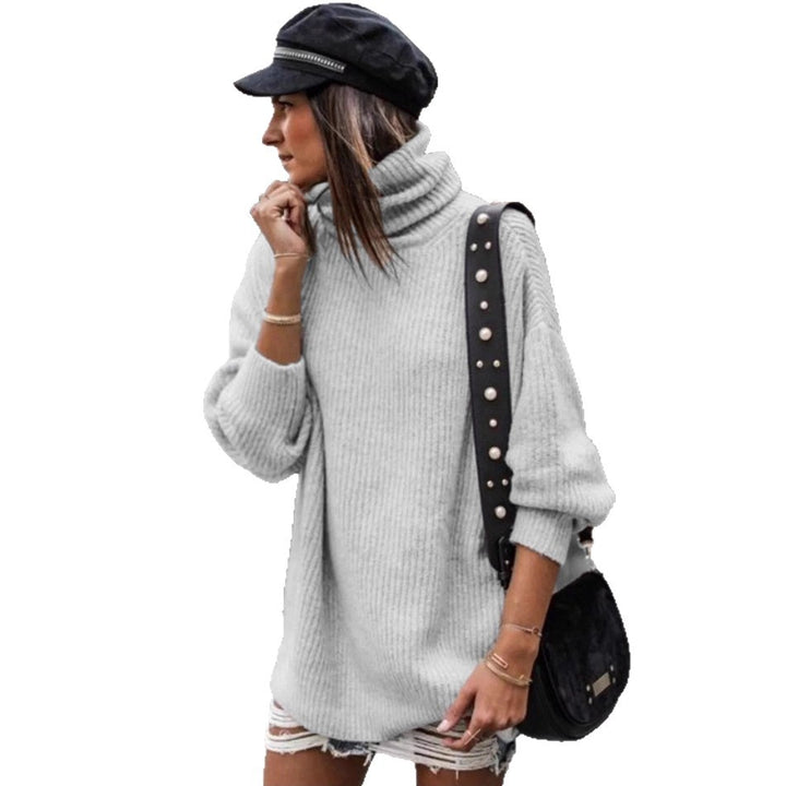 Sweater women with high collar and large knit pattern Lune London