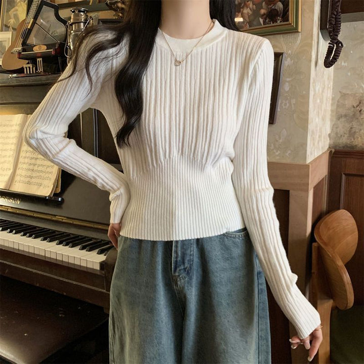 Pull à côtes fines pour femmes avec manches allongées Chic & Stil