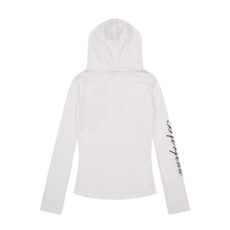 Women's Lightweight Long Sleeve Hoodie Henley Shirt with Button Placket, Hood and Music Print Amarae