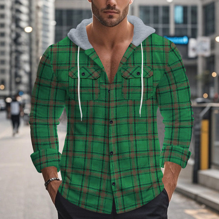 Men's Shirt with Hood and Check Pattern Chic und Stil