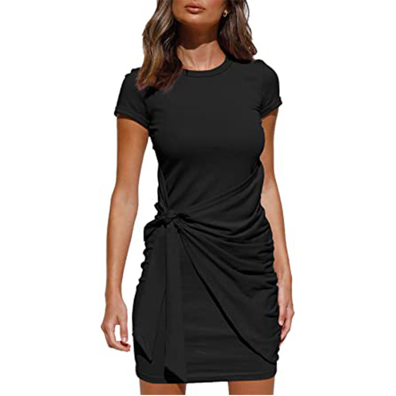 Chic and Stylish Draped Leisure T-Shirt Dress for Women