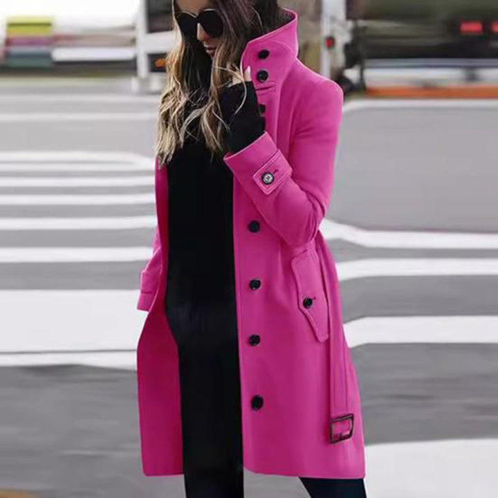 Ladies Elegant high collar coat with practical pockets Lune London