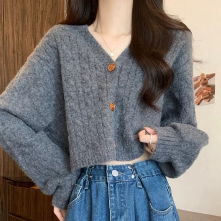 Cardigan en tricot ample pour femme avec motif en torsades et fermeture à boutons Chic & Stil