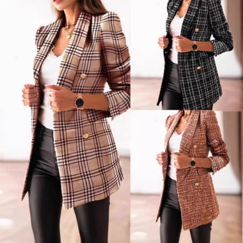 Women Elegant tweed blazer with tailored fit and button detail Amarae