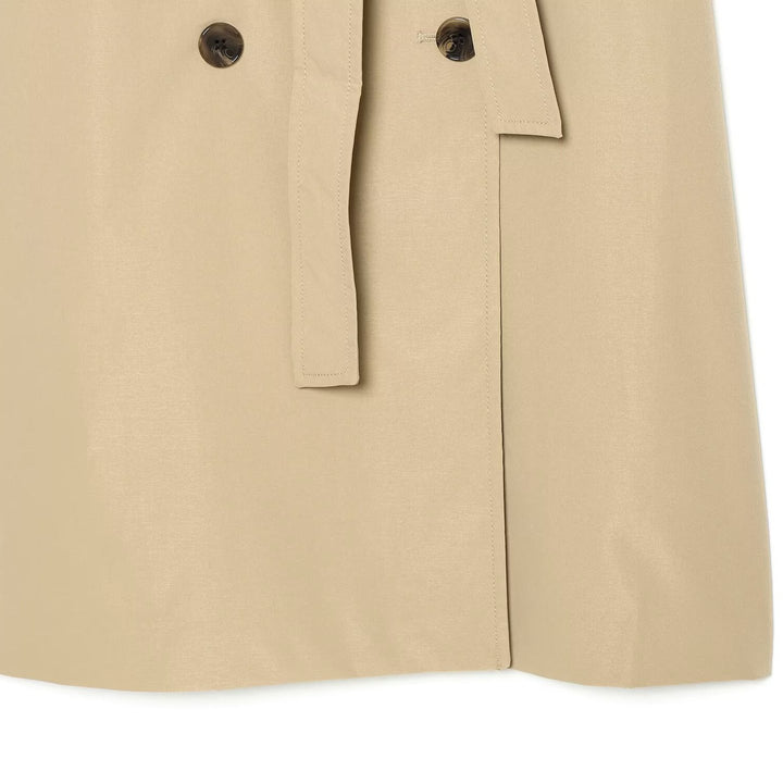 Women Double-breasted Trench Coat with Removable Cape Sleeves and Waist Belt Amarae