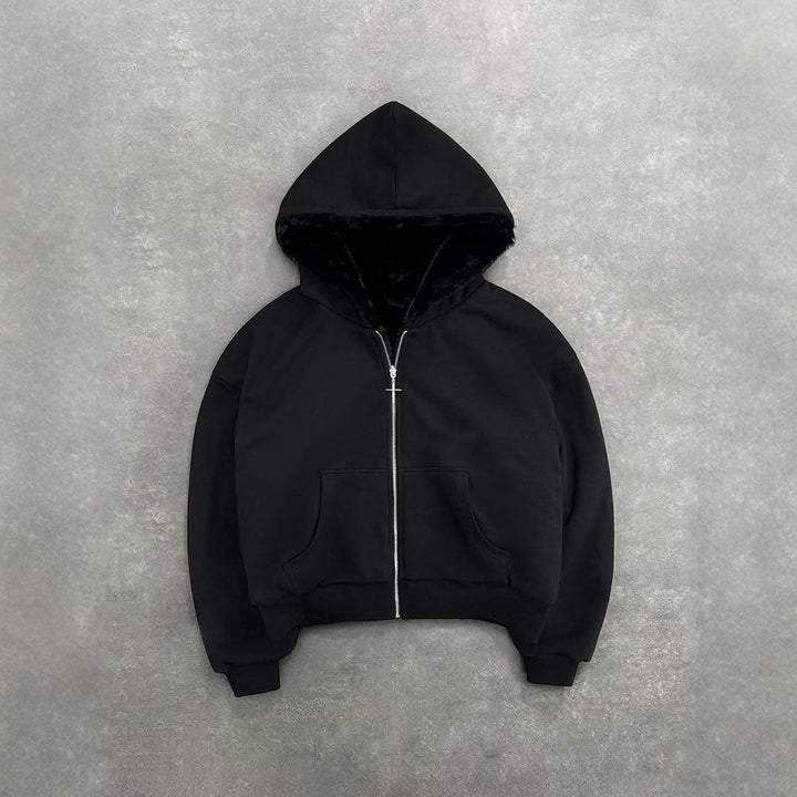 Sweat à capuche pour femmes avec doublure intérieure douce et fermeture éclair de haute qualité Chic & Stil