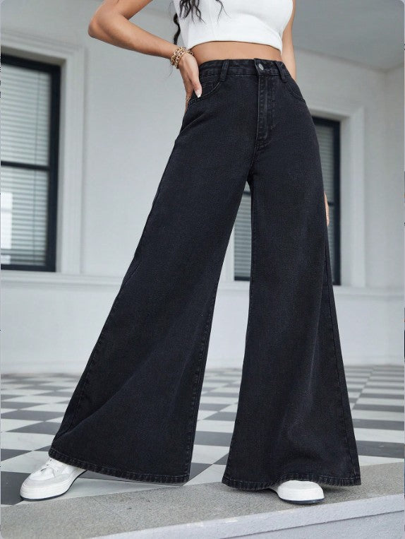 Ladies High-Waisted Ultra-Wide Palazzo Jeans made of Denim with Wide Leg Amarae