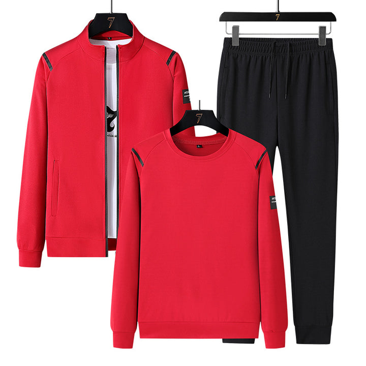 Men's sporty tracksuit set with zip jacket, round neck sweatshirt and slim fit jogging pants Amarae