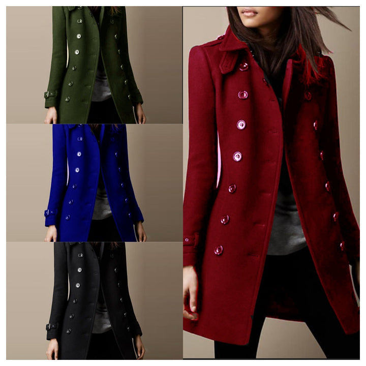 Elegant trench coat for women with a double row of buttons and weighted collar Amarae