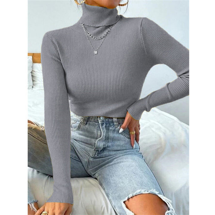 Women Elegant Turtleneck Sweater with Fine Ribbed Structure Lune London