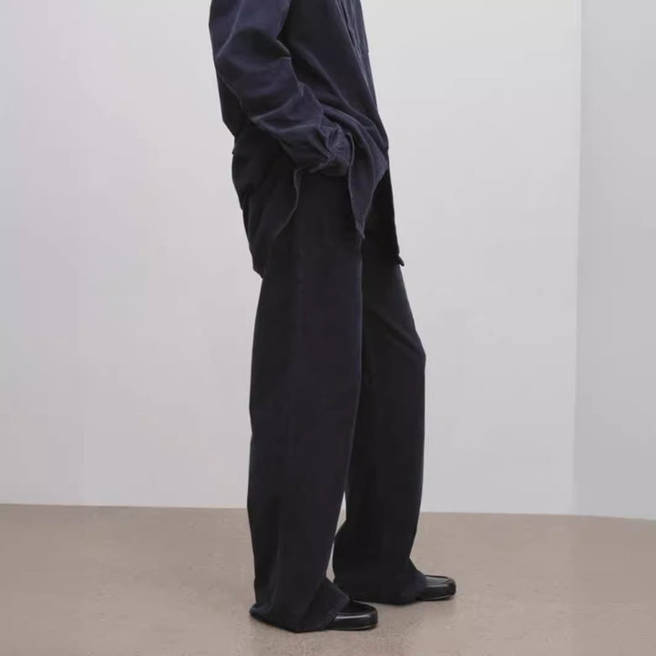 Pantalons en velours côtelé décontractés pour femmes à jambes larges Chic & Stil