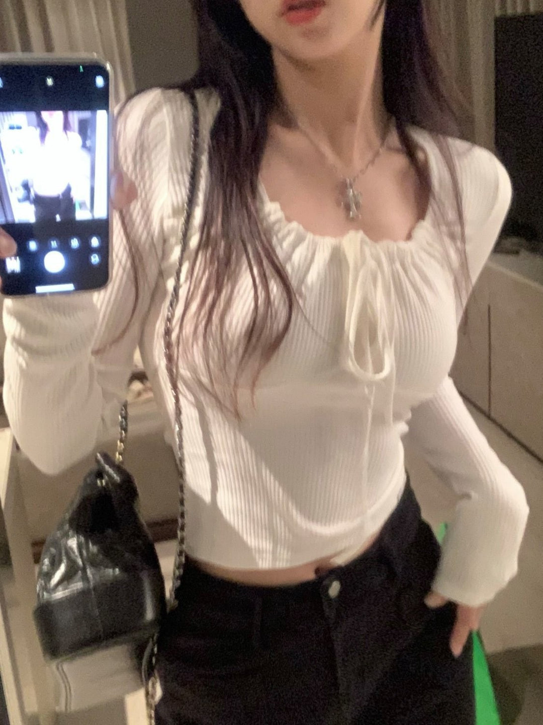 Women's Long Sleeve Top with Ruched Collar Chic & Stil