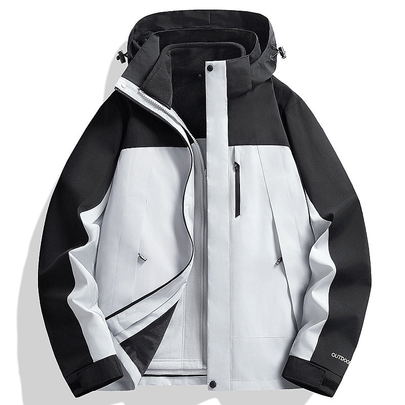 Men's Waterproof Softshell Rain Jacket with Fleece Lining and Adjustable Hood Amarae
