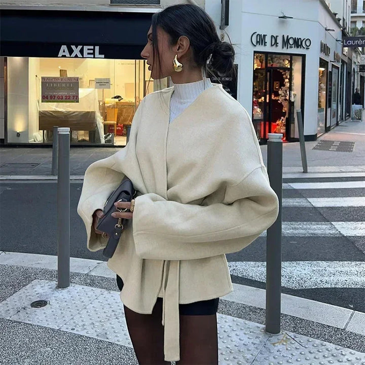 Ladies oversized wrap jacket with wide sleeves Lune London