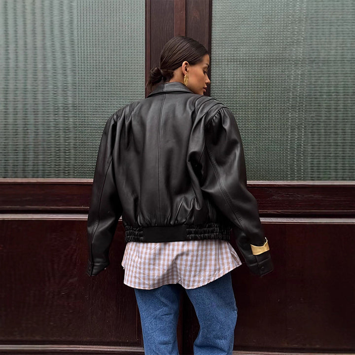 Veste blazer en cuir pour femmes avec manches bouffantes Chic & Stil
