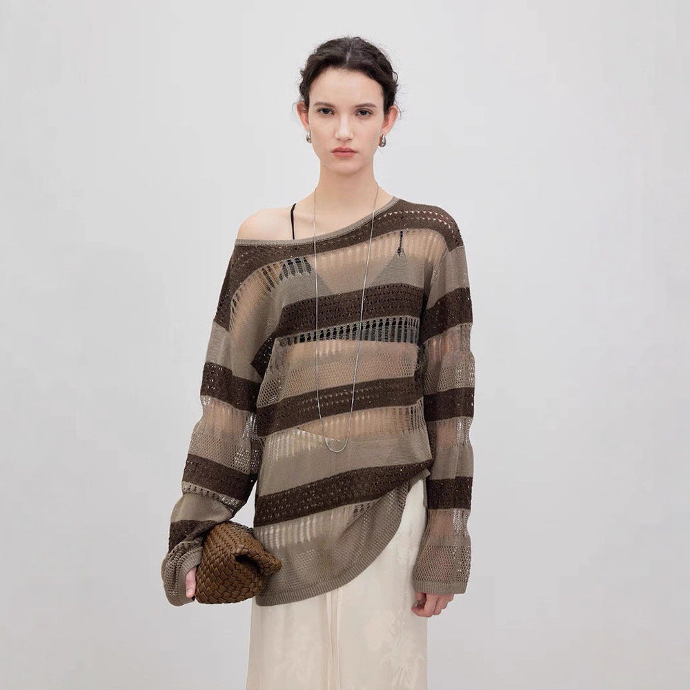 Pull en maille aéré pour femme avec un motif en dentelle tendance Chic & Stil