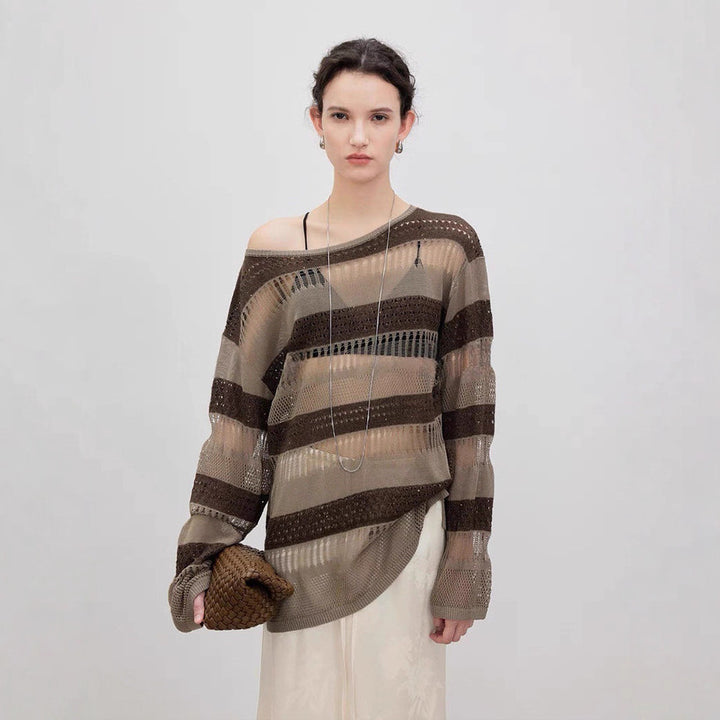 Pull en maille aéré pour femme avec un motif en dentelle tendance Chic & Stil