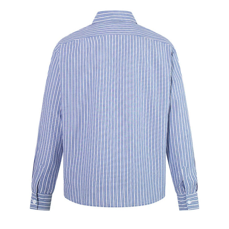 Men's Oversize Shirt made of cotton blend with fine stripes, Kent collar and chest pocket Amarae
