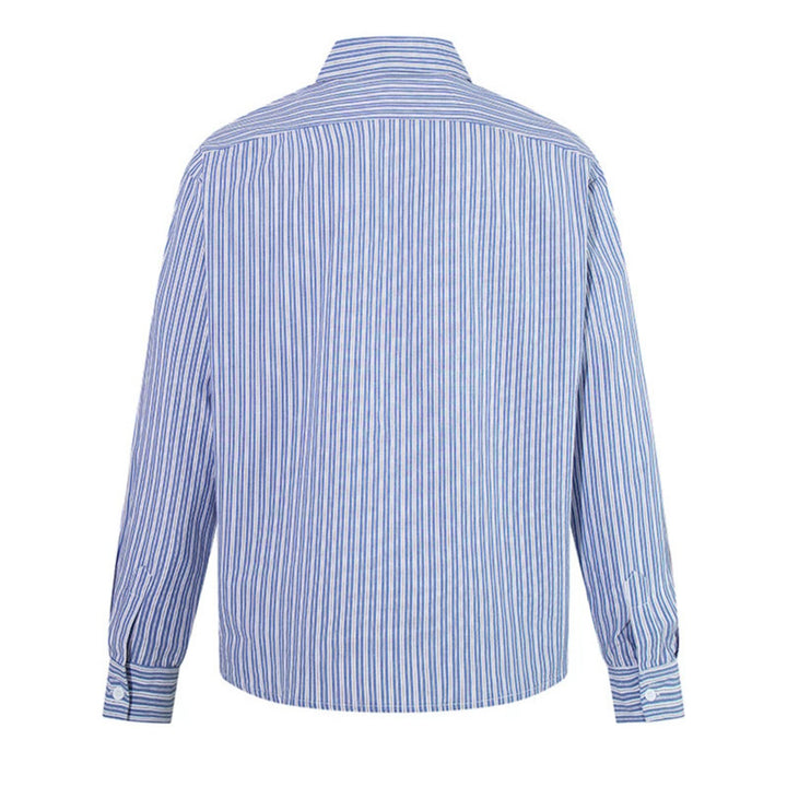 Men's Oversize Shirt made of cotton blend with fine stripes, Kent collar and chest pocket Amarae
