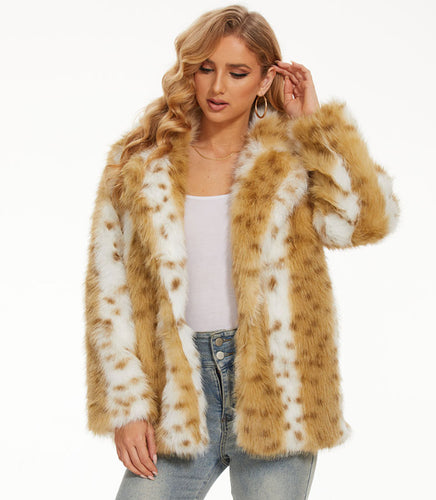 Glamorous faux fur jacket for women with elegant stripes Amarae
