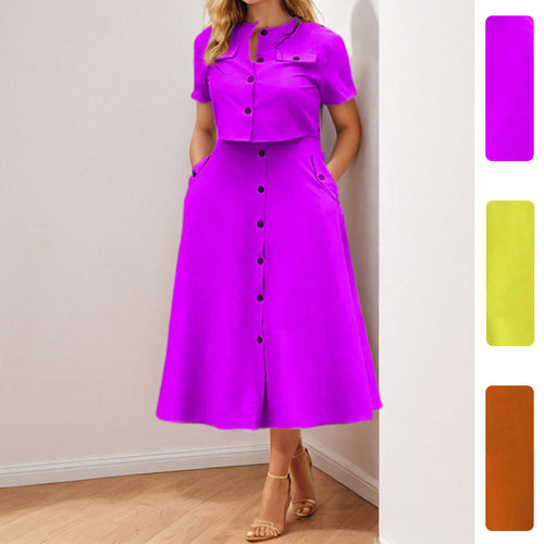 Robe deux pièces pour femmes avec veste courte et longueur mi-mollet ajustée Chic & Stil