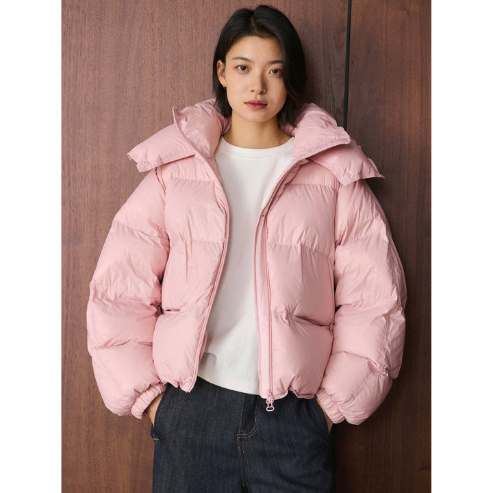 Women's short-cut volume padded jacket with XXL hood and drawstring Amarae