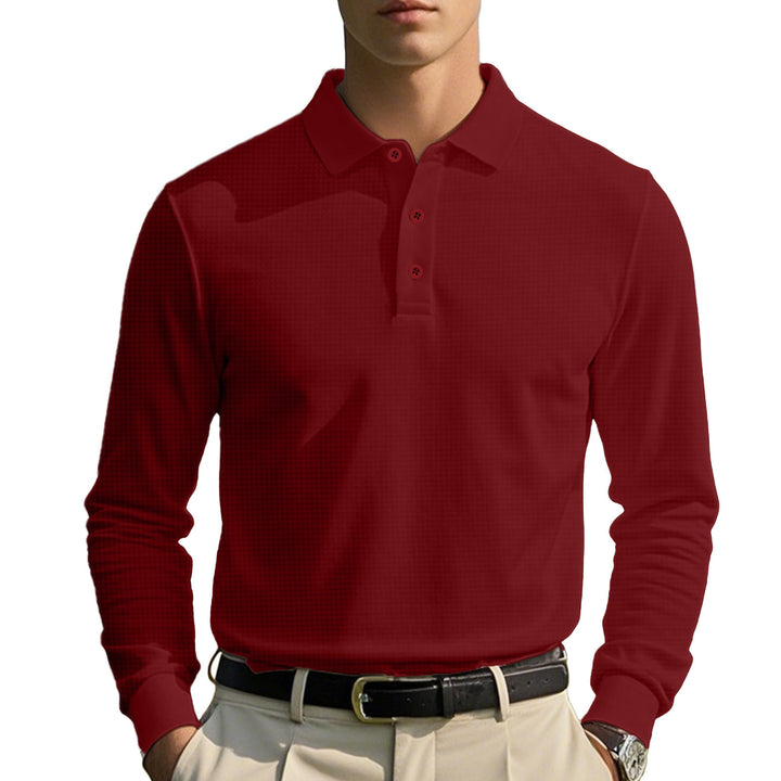 Men's long sleeve polo shirt with classic collar Lune London