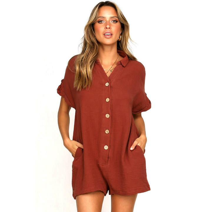 Women's jumpsuit with buttoned collar and casual cut Lune London