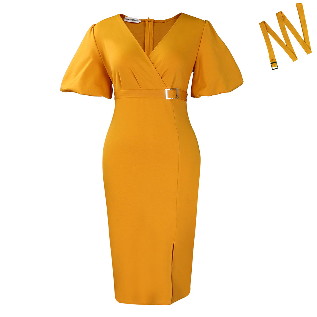 Wrap dress for women with elegant buckle accentuated Lune London