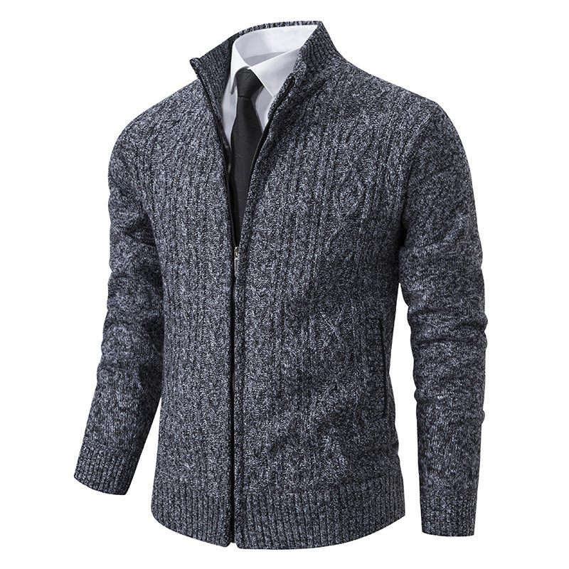 Knit jacket for men with high collar and textured pattern Lune London