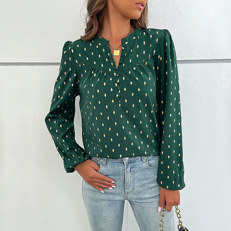 Women's blouse with a delicate pattern and a button placket Lune London