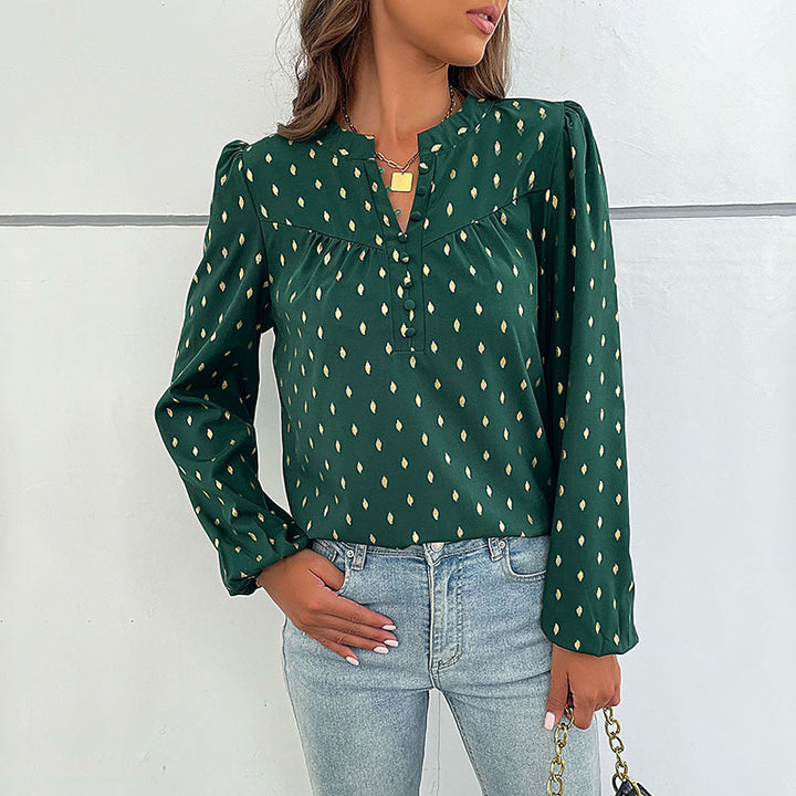 Women's blouse with a delicate pattern and a button placket Lune London