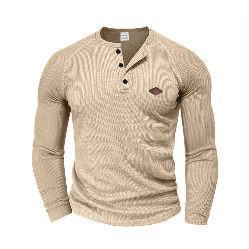 Long sleeve shirt for men in textured fabric with practical buttons Amarae