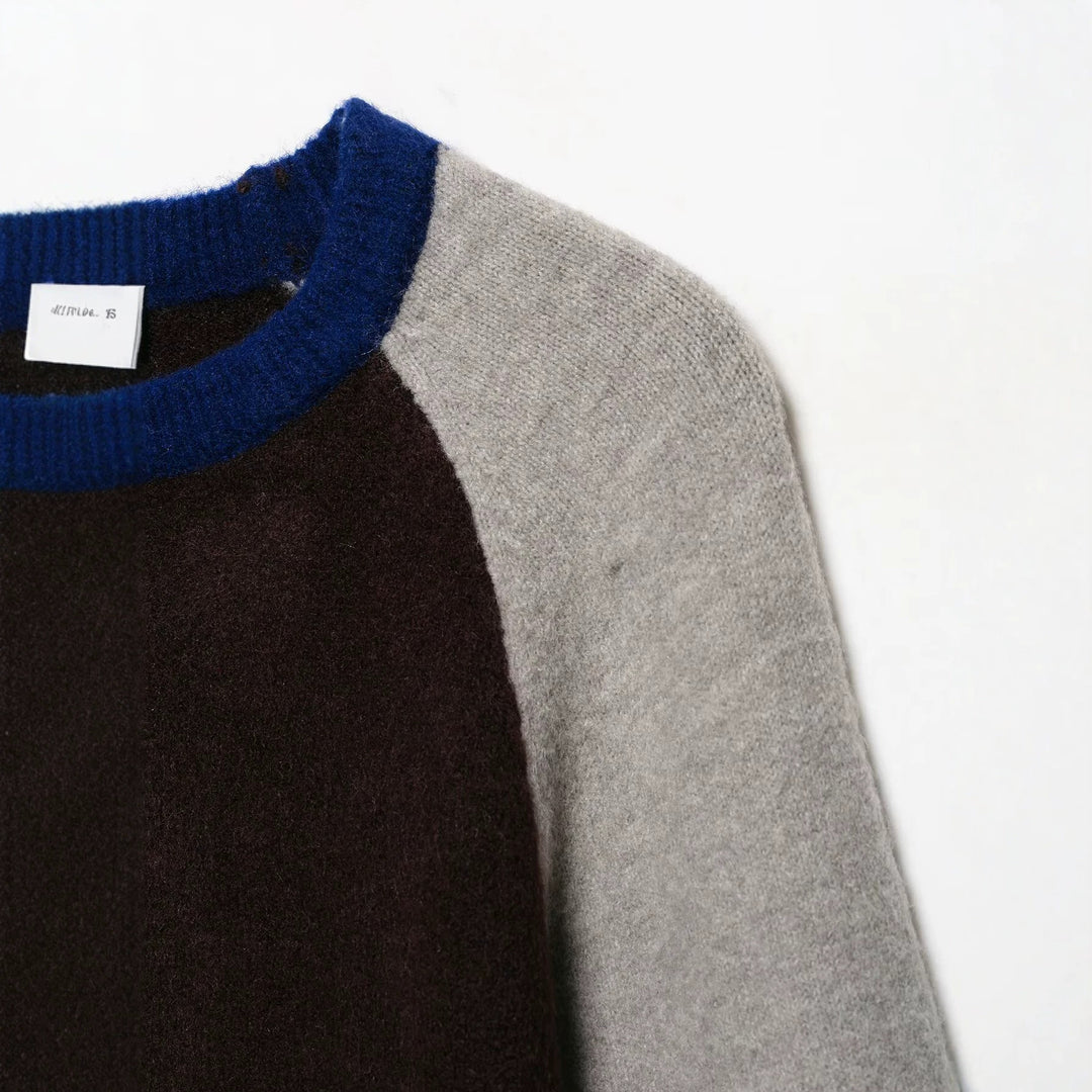 Women's Color Block Round Neck Sweater with Raglan Sleeves Amarae