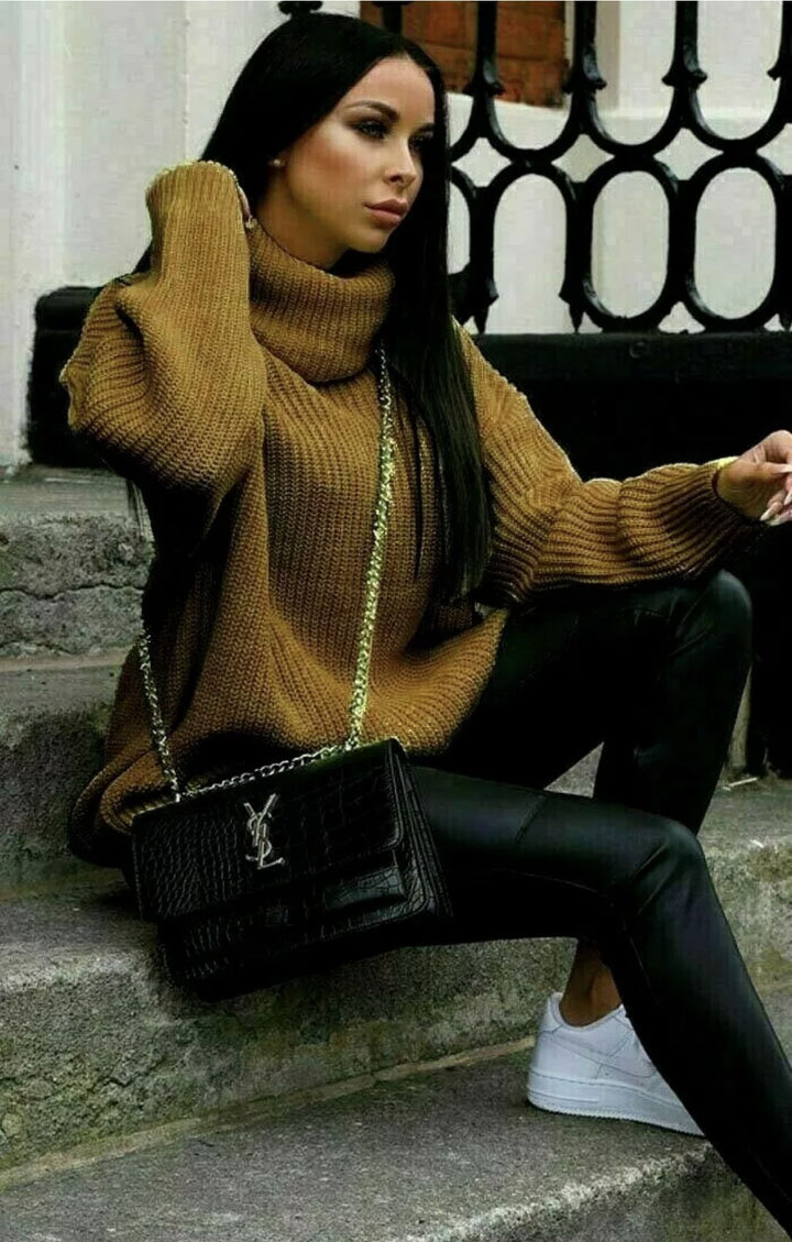 Oversized knitted sweater for women with high collar and relaxed fit Lune London