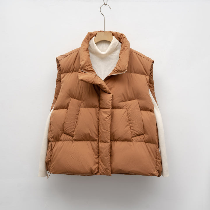 Women's down vest with high collar and practical pockets Amarae