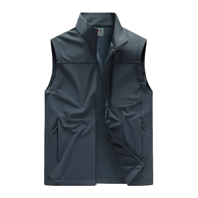 Men's softshell vest with windproof membrane, high collar and concealed zipper Amarae