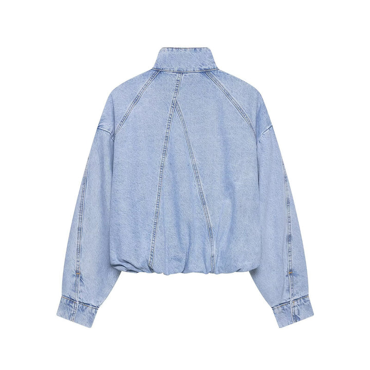 Women's Oversize Denim Blouson with high standing collar and elastic hem Amarae