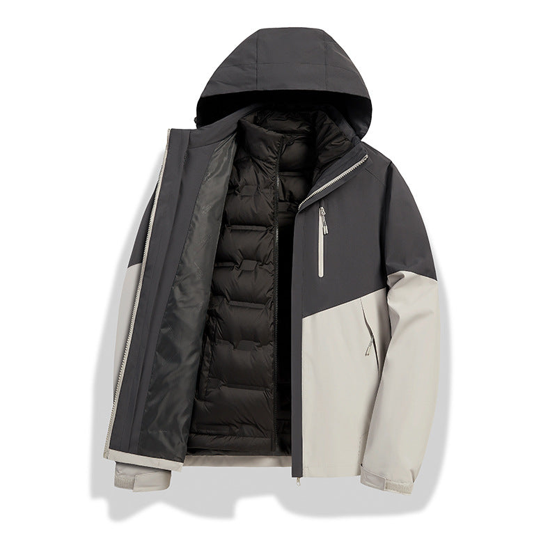 Men's two-in-one weather protection jacket with detachable quilted inner lining, hood, and waterproof membrane Amarae